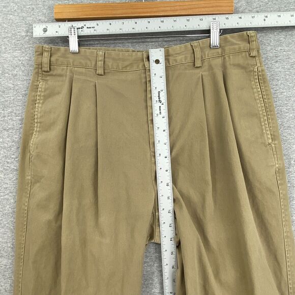 Brooks Brothers Pants Mens 36 X 30 Khaki Pleated Front Cuffed Straight Leg - Picture 5 of 10